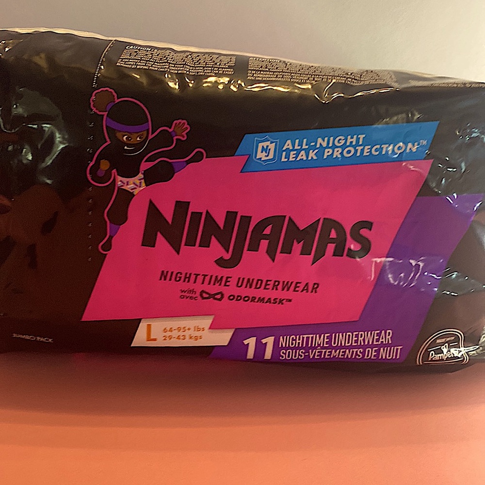 NEW NINJAMAS GIRLS SIZE LARGE NIGHTTIME UNDERWEAR 11 ALL NIGHT LEAK PROTECTION